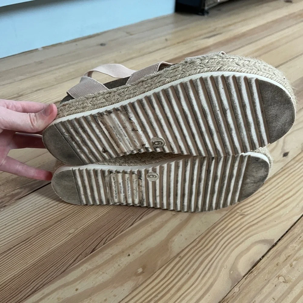 American Eagle Pink Elastic Strappy Espadrille Platform‎ Sandals Womens Size 6